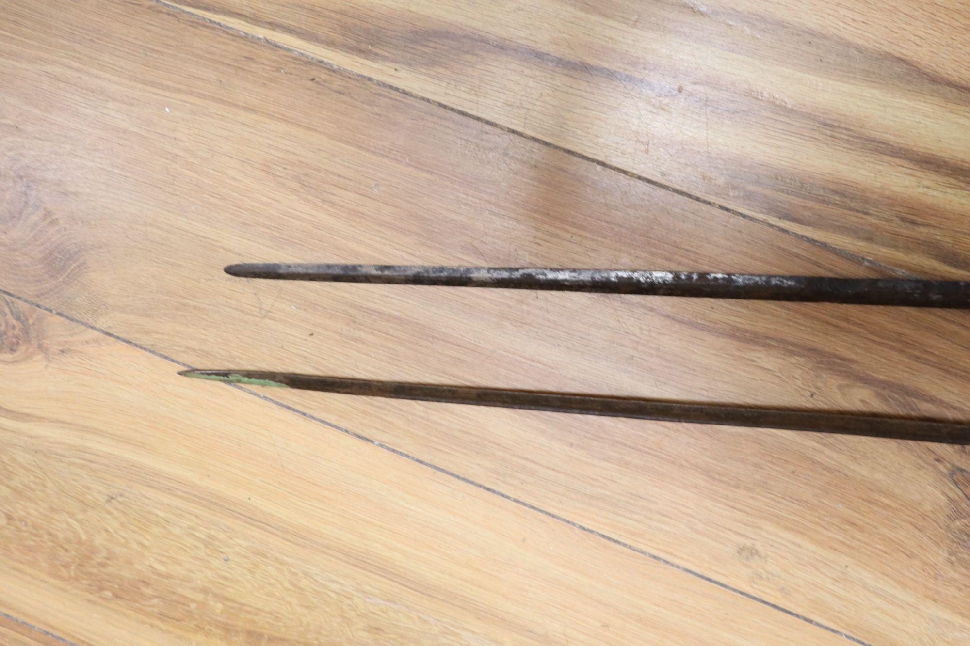Two bamboo sword sticks, longest 94cm